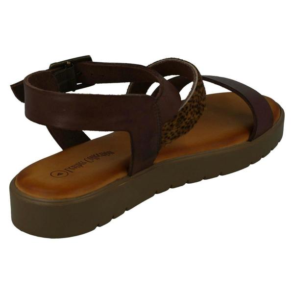 Leather Collection Ladies Leather Collection Flatform Sandals F00204