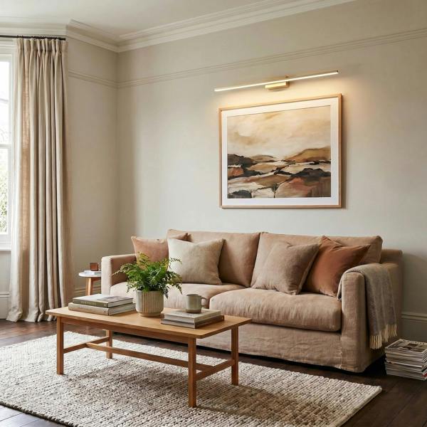 Modern Designer Brushed Gold Metal LED Picture Wall Light Fitting Image 6