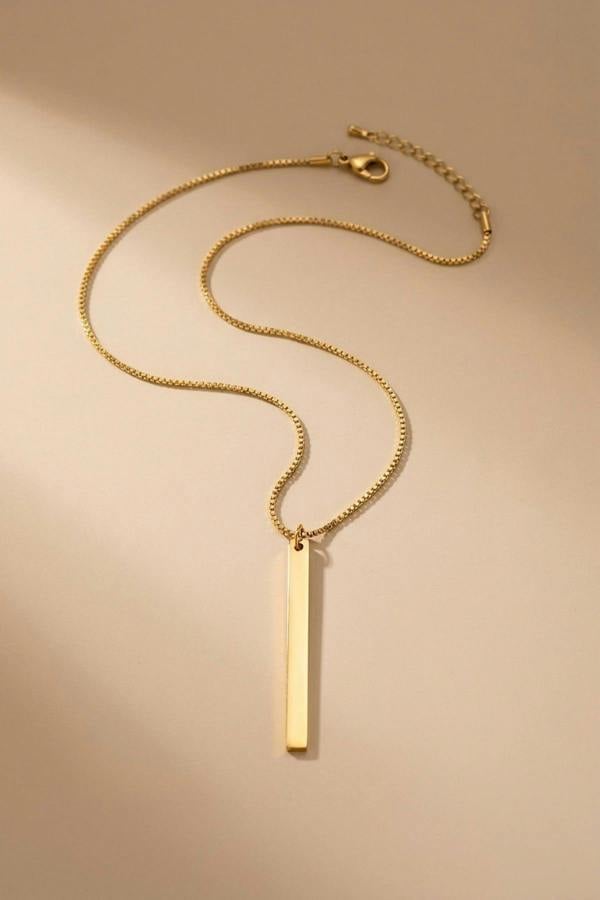 ARIIRA Devon Gold Tone Lariat Bar Pendant