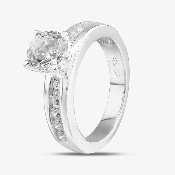 T. H. Baker Sterling Silver & Cubic Zirconia Four Claw Solitaire Ring DPR8209SIL