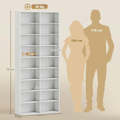 Wyld Haus Latota Wood White Tall Media Storage Tower With 640 Disc Capacity