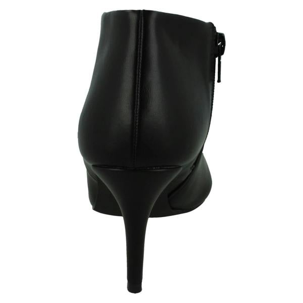 Spot On Ladies Spot On High Heel Low Cut Ankle Boot with Metal Heel Trim F51229