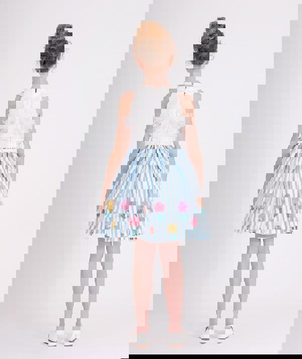 Mama Luma Girls Organza Layered Flower Dress in Blue