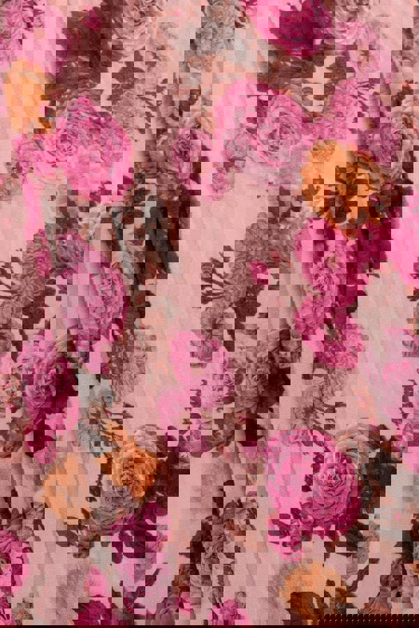 Flutter Sleeve Pleated Skirt Floral Midi Dress - Pink DR4565