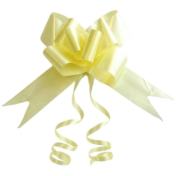 50mm Light Yellow Pull Bows, Multi-Pack Ribbon Gift Bows for Wrapping, Hampers and Décor image 1