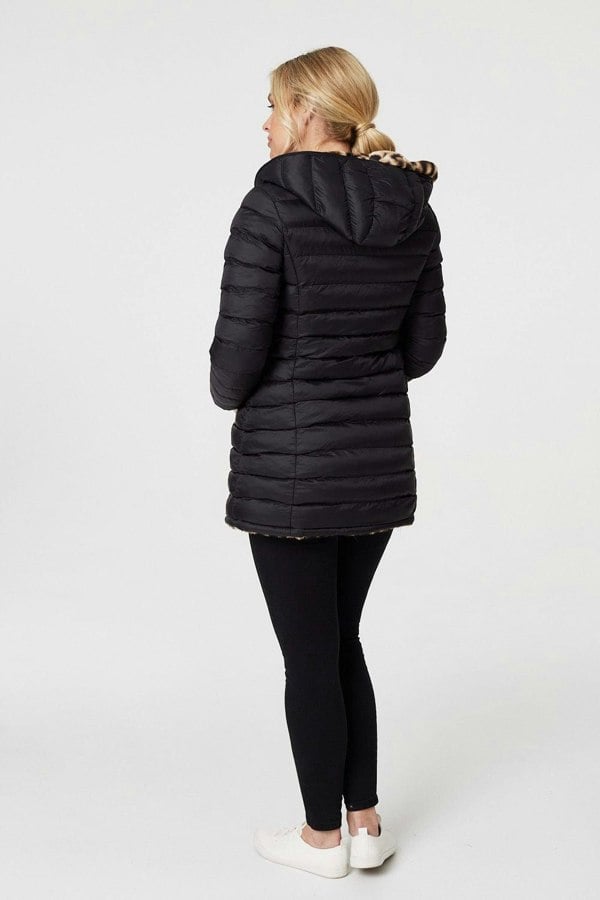 Black | Reversible Leopard Faux Fur Puffer