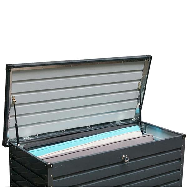 Gr8 Garden 420L Dark Grey Metal Outdoor Storage Box Cushion Chest