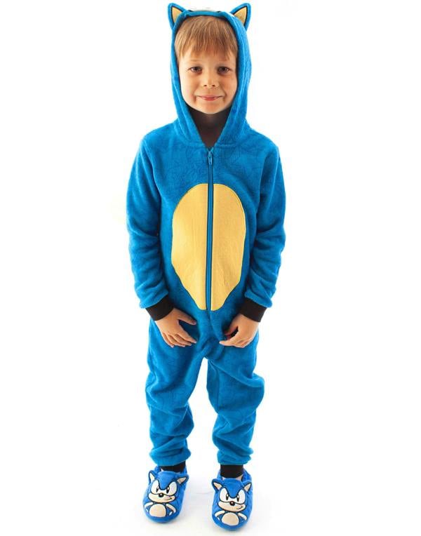 Sonic the Hedgehog Unisex Kids Blue Sonic Novelty 3D Dress-Up Style Onesie