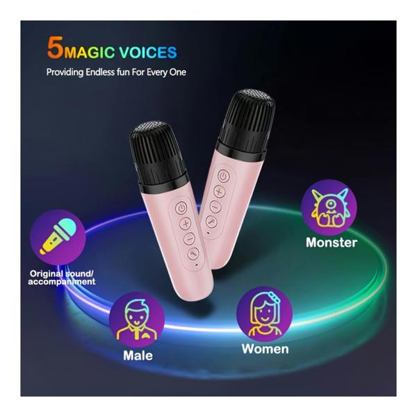 Dragodirect K10 Portable Karaoke Machine 2 Wireless Mics Colorful RGB