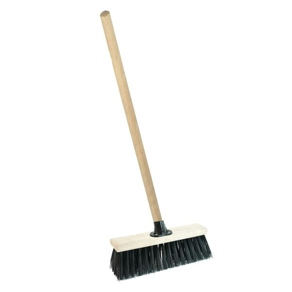 Strong PVC Bristle Brooms With Wooden Handle Ideal For Driveways, Warehouses & Garages