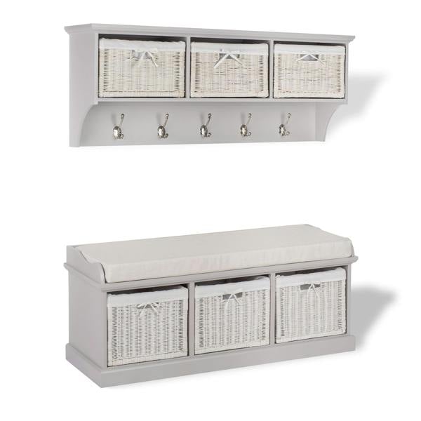 Statement Furniture Tetbury Large Hallway Set with Storage Baskets and Cushion Seat