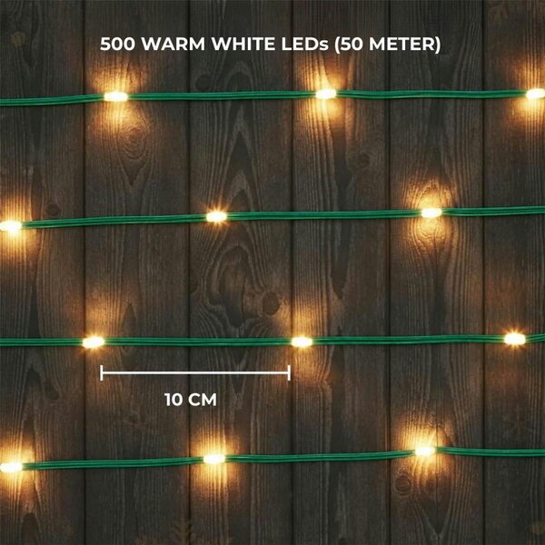 Shatchi 500 LED Green Cable String Light with Warm White Effect