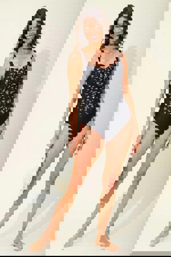 Ikat Print Ruched Front Swimsuit