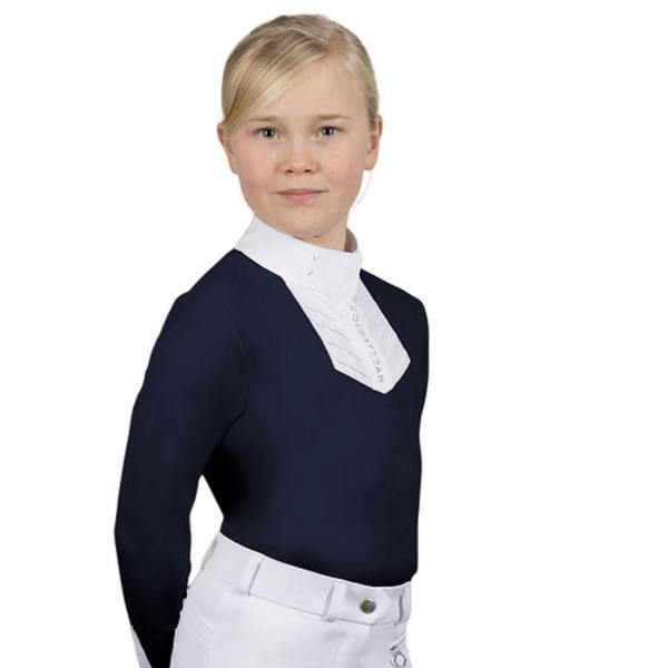 Coldstream Childrens/Kids Next Generation Ruffled Crystal Long-Sleeved Show Shirt - Navy - 