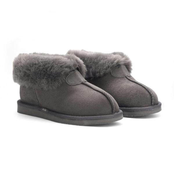 Infinity Leather Women's Sheepskin Suede Ankle Grey Slip-On Bootie Winter - Glacier