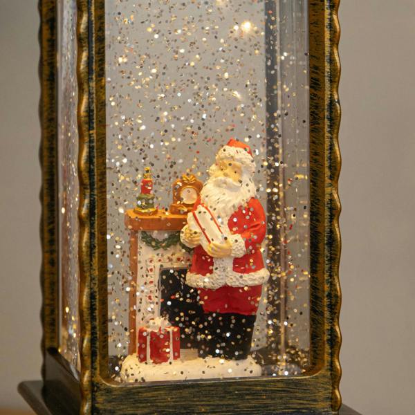 Samuel Alexander 27cm Dual Powered Antique Gold Santa Christmas Water Spinner with LEDs