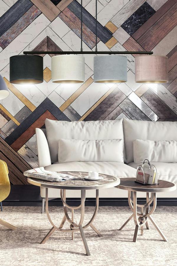 Emibig HILDE Pendant lamp 4 x E27 Black with Black, Grey and Pink Shade