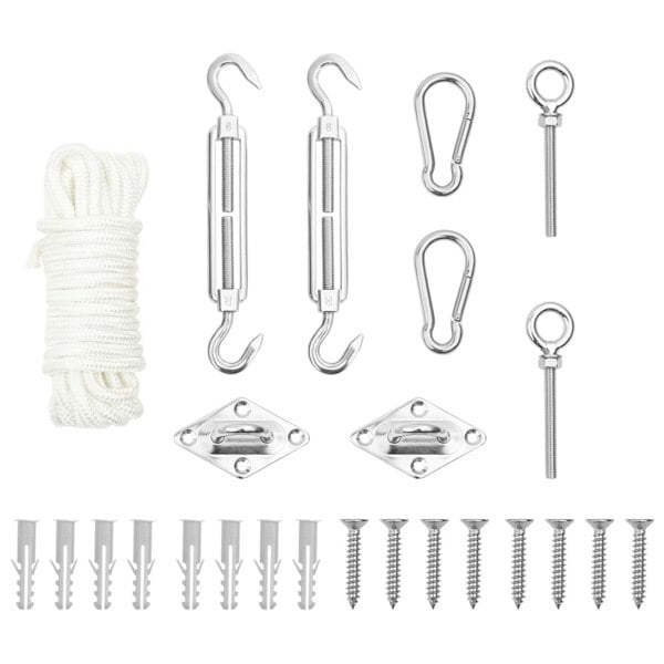 Berkfield 9 Piece Sunshade Sail Accessory Set Stainless Steel