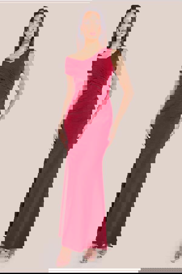 Scuba Crepe  Off The Shoulder Maxi - Wine DR3774