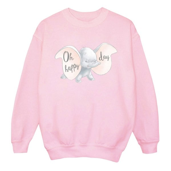 Disney Womens/Ladies Dumbo Happy Day Sweatshirt - Baby Pink