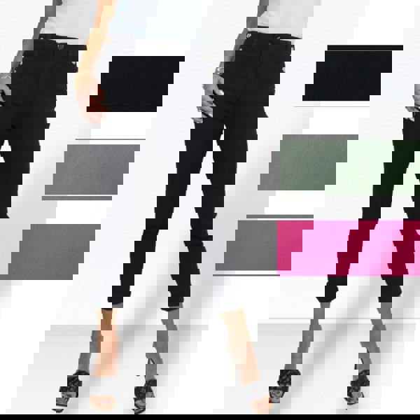 Paulo Due Women's Cropped Denim Trousers with Gold Button Detail