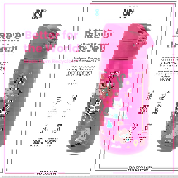 ION8 Leak Proof Kids Water Bottle, Recyclon, Kittens, 350ml (12oz)