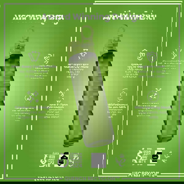 ION8 Leak Proof 1 litre Water Bottle, Recyclon, Khaki Green, 1L