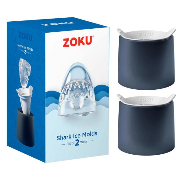 Zoku Shark Ice Moulds - Set of 2 Fun Silicone Reusable Large Ice Makers