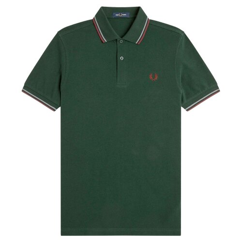 Fred Perry Twin Tipped Fred Perry Polo Shirt - Grassroots/Oxblood