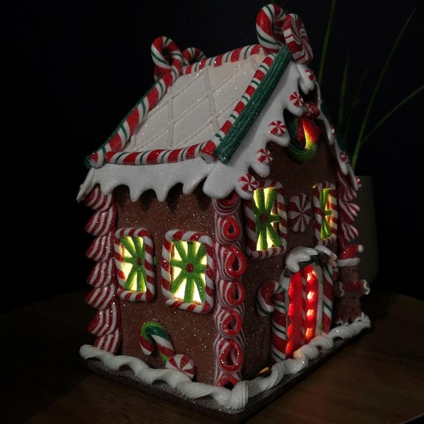 Samuel Alexander 23cm Battery Operated LED Christmas Gingerbread Candy Chalet Decoration