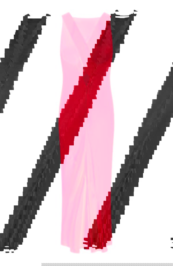 Rewritten London Paris Midi Dress in Red Satin