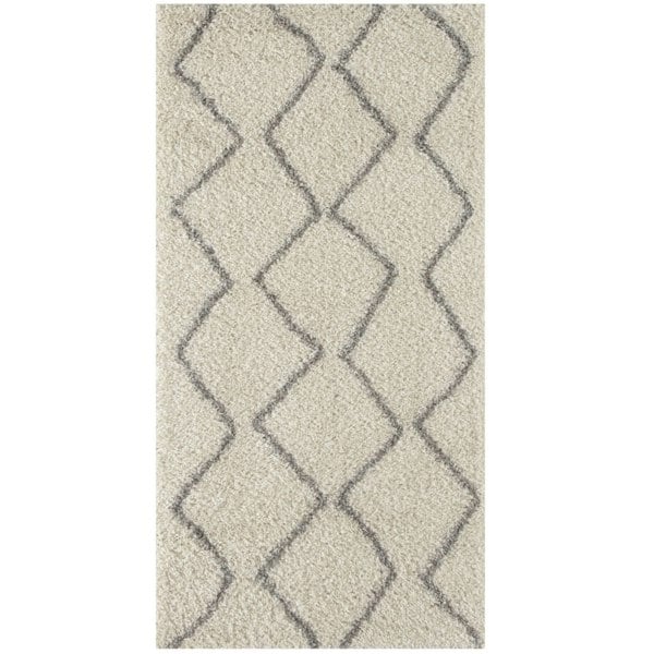 Elegant Moroccan Pattern Grey Ivory Rug Suitable for Floor heating