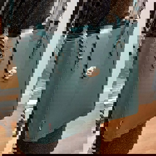 Zatchels Leather Mini Twist Lock Shopper Bag - Pine