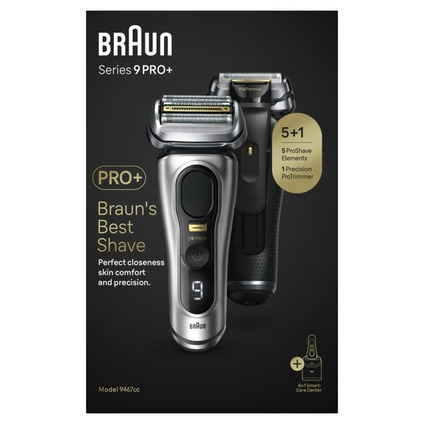 Braun Series Series 9 PRO+ Electric Shaver, SmartCare Center, Wet & Dry, 9467cc, Silver