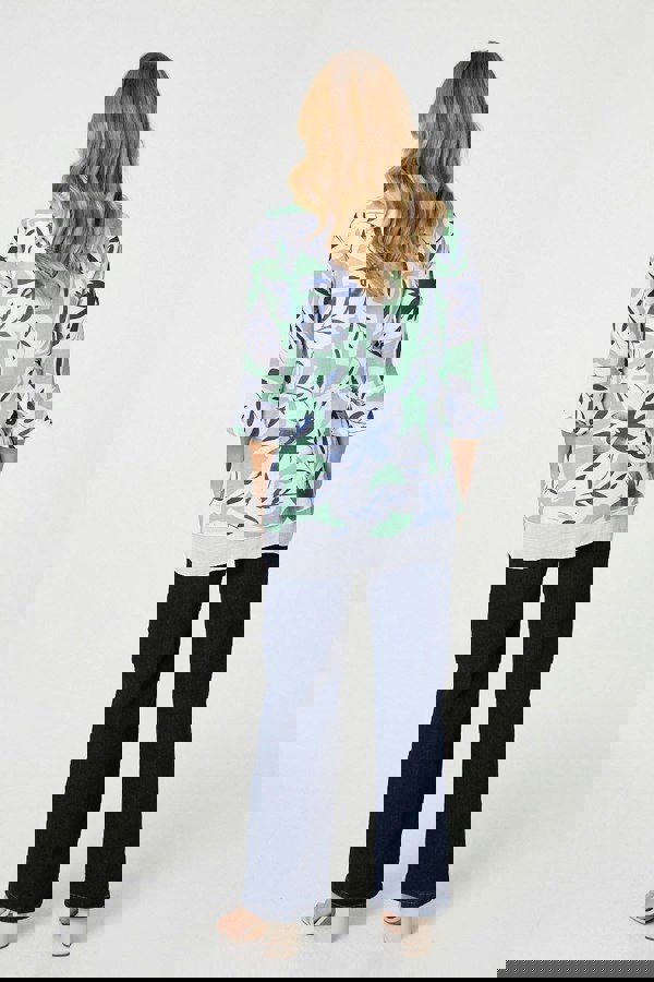 Green | Floral Print Layered Relaxed Tunic Top
