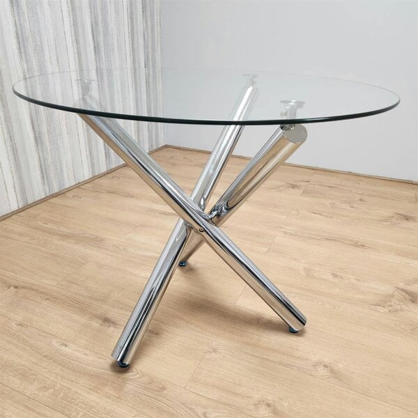 Kosy Koala Dining Table Clear Glass Kitchen Place for 4 Seats, Dining Table Only (Clear H 75 x L 90 x W 90 cm)