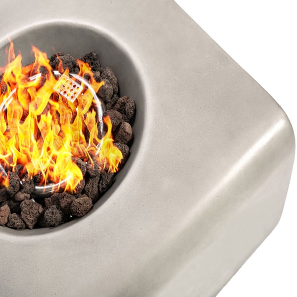 Homeology Fireology ADELPHI Light Grey Lavish Garden and Patio Gas Fire Pit with Eco-Stone Finish - Fully Assembled