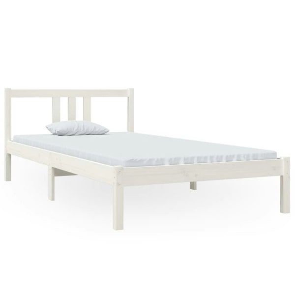 Berkfield Bed Frame White Solid Wood 100x200 cm