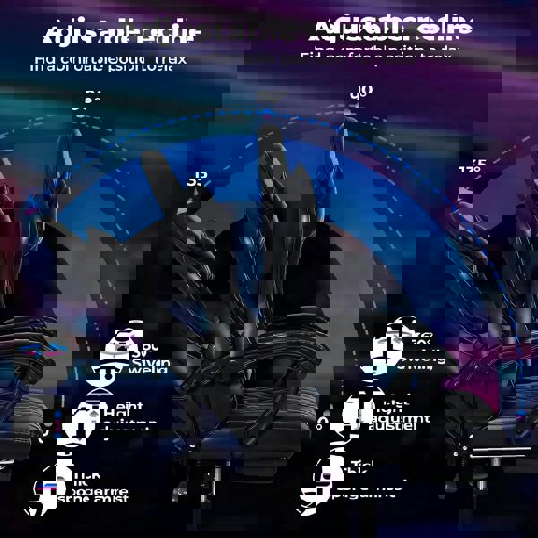 Levede Office Chair Gaming Racing Recliner Adjustable Spring Cushion Footrest