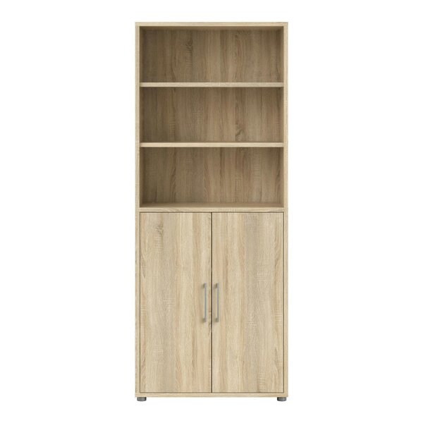 Wyld Haus Dris Natural Oak Wood Effect Bookcase 4 Shelves 2 Doors