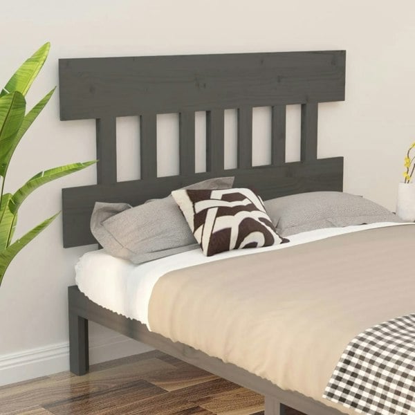 Berkfield Bed Headboard Grey 123.5x3x81 cm Solid Wood Pine