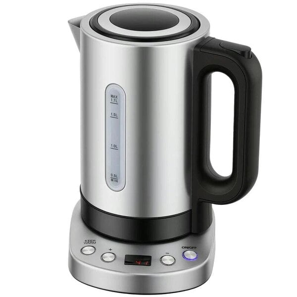 Bobobiy Electric Kettle, 1.7L, Fast Boil, 3kW Water Kettle with UK Strix Thermostat, Keep Warm Function, LCD Base, Silver Tone