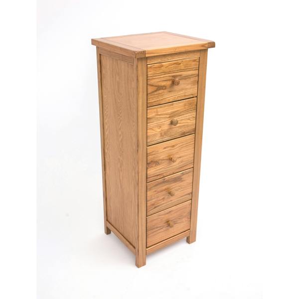 Cabinet Bits Trivento 5 Drawer Narrow Chest of Drawers Wood Knob