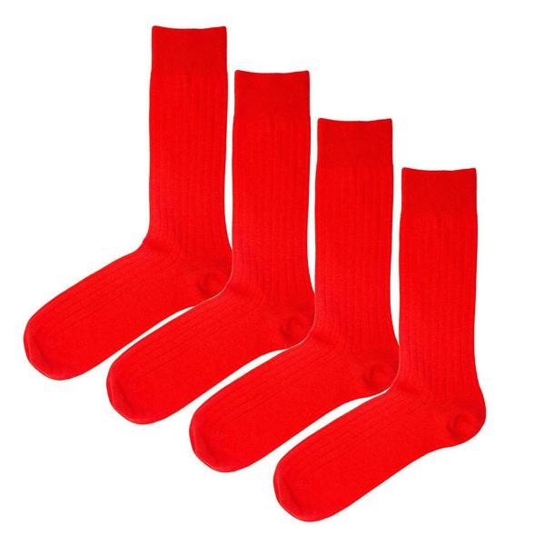 Jemsox 4 Pack - Premium Fine Ribbed Men’s Wedding & Formal Socks – Crimson Red