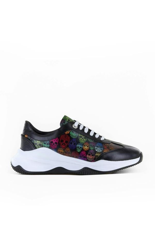 SKULL PRINT LEATHER TRAINERS - Premium Men's Patterned Shirt by Claudio Lugli | Bold Design, Tailored Fit, Best Printed Shirts