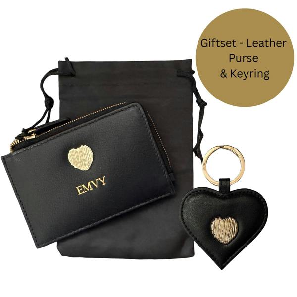 Love EMVY Signature Heart Giftset - Leather Coin Purse & Heart Keyring