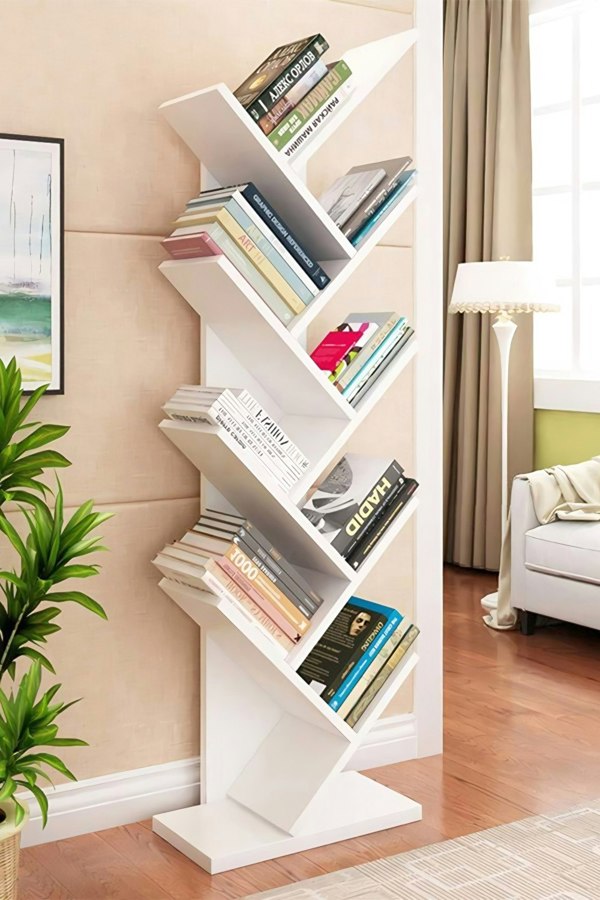 Living and Home 9 Tier Rustic Standing Tree Bookshelf
