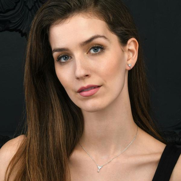 namana Sterling Silver Cocktail Glass Pendant Necklace with Cubic Zirconia