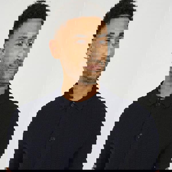 Brave Soul Navy Knitted Short Sleeve Shirt - Navy Image 4