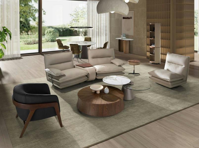 Angel Cerdá 2-Seater Taupe Grey Leather Sofa 6371